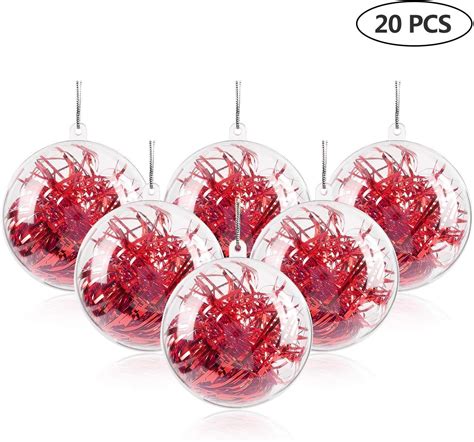 Mbuynow 20 Pack 80mm Clear Ornaments Balls Diy Plastic Fillable Christmas Decorations Tree