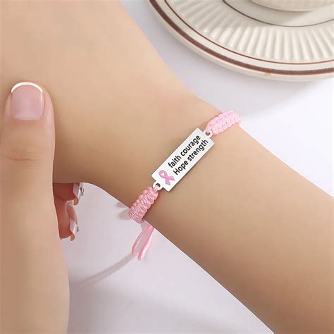 Pulsera Trenzada De Cinta Rosa Para Mujer Brazalete De Concientizaci N