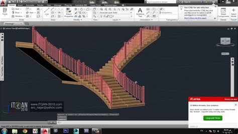 رسم سلم شرفى في الاتوكاد المعماري Luxury Stairs In Autocad