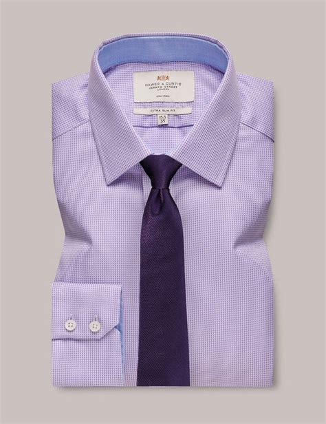 Men S Non Iron Lilac White Fabric Interest Extra Slim Shirt