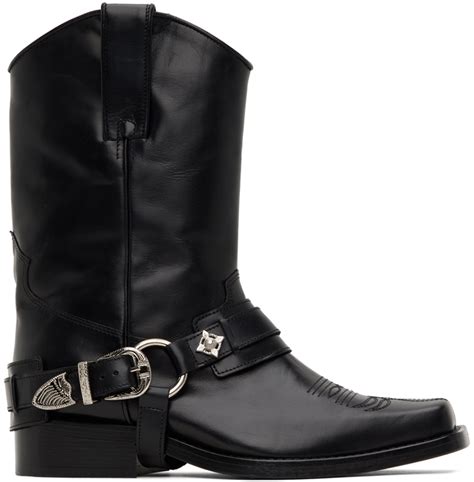 Toga Virilis Ssense Uk Exclusive Black Leather Buckled Boots Ssense