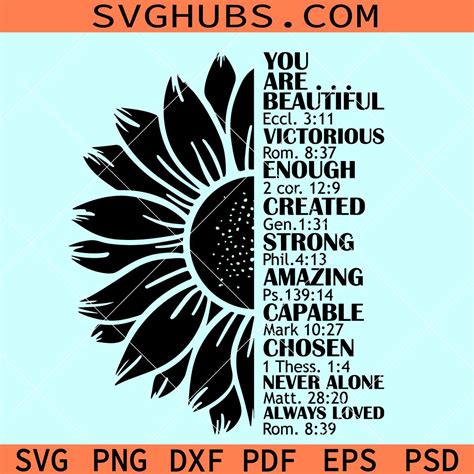 Bible verse sunflower SVG, sunflower inspiration svg, Christian svg