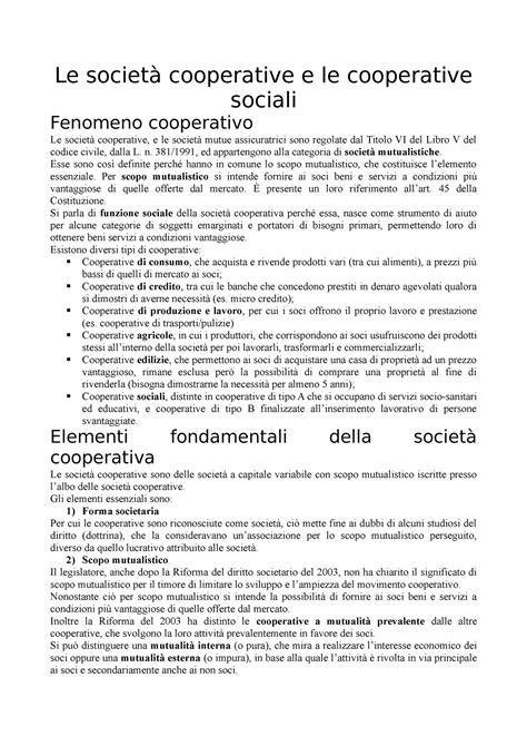 U Le Societ Cooperative E Le Cooperative Sociali Le Societ