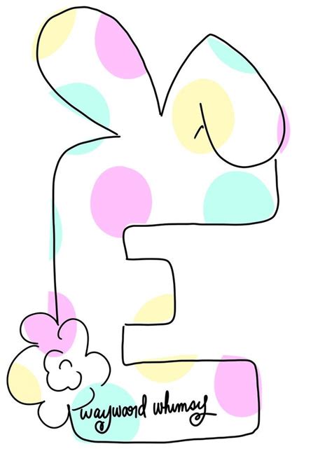 Letter E With Bunny Ears Whimsical Font Door Hanger Etsy Whimsical