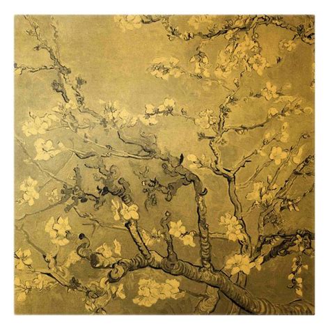 Vincent Van Gogh Mandelbl Te Schwarz Wei Leinwandbild Gold Als