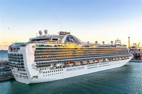 Crown Princess Cruise Ship Docked At The Barcelona Cruise Port Terminal