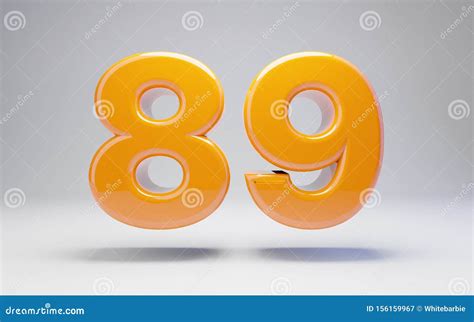 Number 89 3d Orange Glossy Number Isolated On White Background Stock