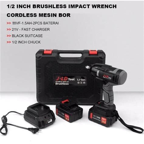 Jual Pembuka Baut Ban Mobil JLD 550NM Impact Wrench Cordless 2 Batrei