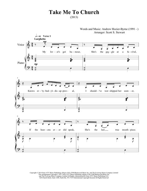 Take Me To Church Arr Scott S Stewart By Hozier Sheet Music For Piano And Vocal At Sheet Music