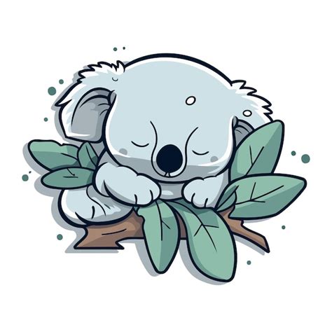 Un Lindo Koala De Dibujos Animados Durmiendo En Una Rama Ilustraci N