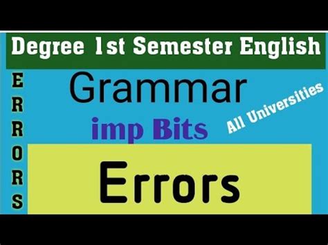 Degree St Semester English Grammar Ll Errors Ll Degree First Semester