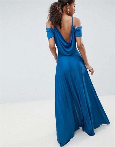 Asos Tall Asos Design Tall Cold Shoulder Cowl Back Pleated Maxi Dress Pleated Maxi Dress