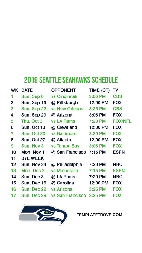 2019 2020 Seattle Seahawks Lock Screen Schedule For Iphone 6 7 8 Plus