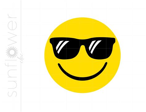 Smiley Face Sunglasses Svg Clipart Smiley Face Silhouette Cut File