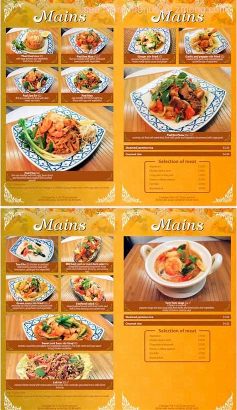 Menu at Racha Thai Restaurant, Hamilton