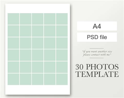 A4 Collage Template for 30 Pictures , Photo Collage Template - Etsy