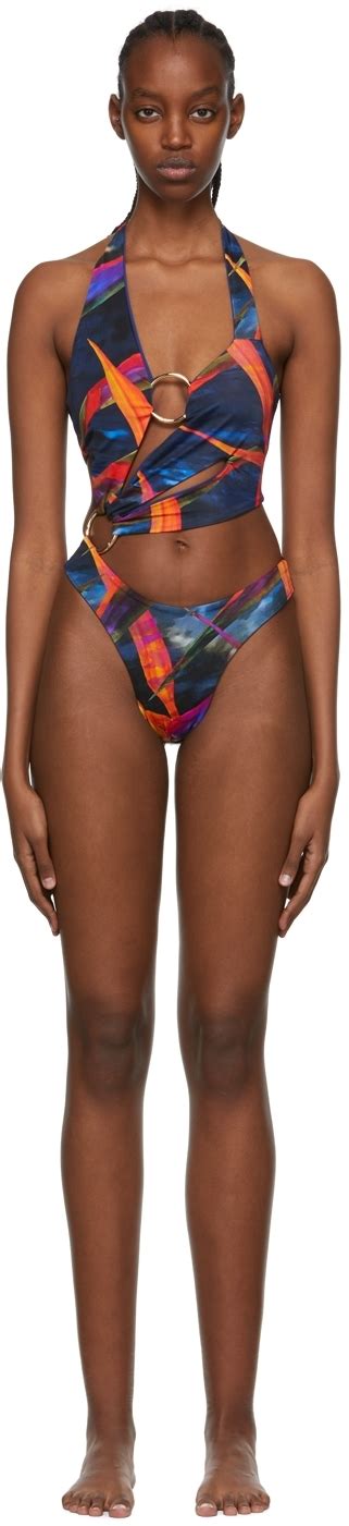 Louisa Ballou Multicolor Recycled Nylon One Piece Swimsuit Ssense Canada