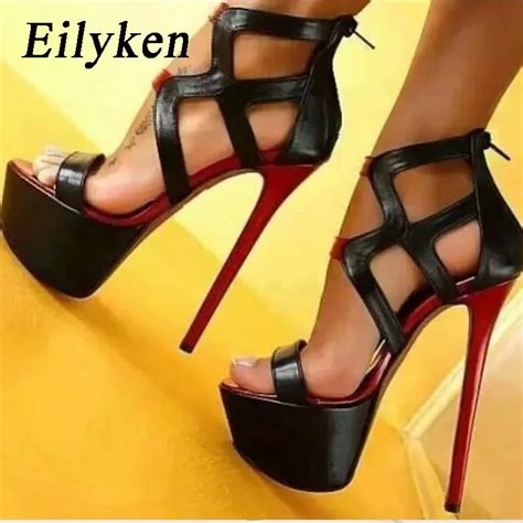 Eilyken Design Platform Peep Toe Sandals Women Sexy Zipper Catwalk Prom