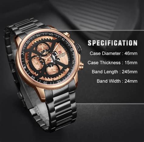 Naviforce Nf Noir Bronze Montre Quartz Analogique En Acier