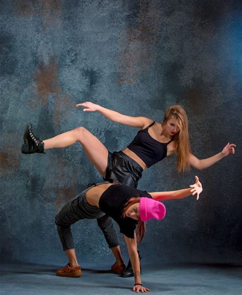 Free Photo The Two Attractive Women Dancing Twerk In The Studio