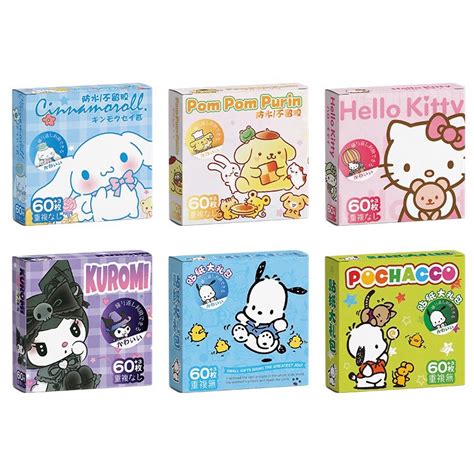 Sanrio Sticker Box 63pcs Kuromi Melody Hello Kitty Cinnamon Pom Pom