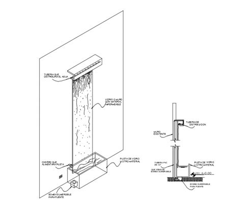 Wall With Waterfall Detail Dwg File And Wall Structure Cadbull