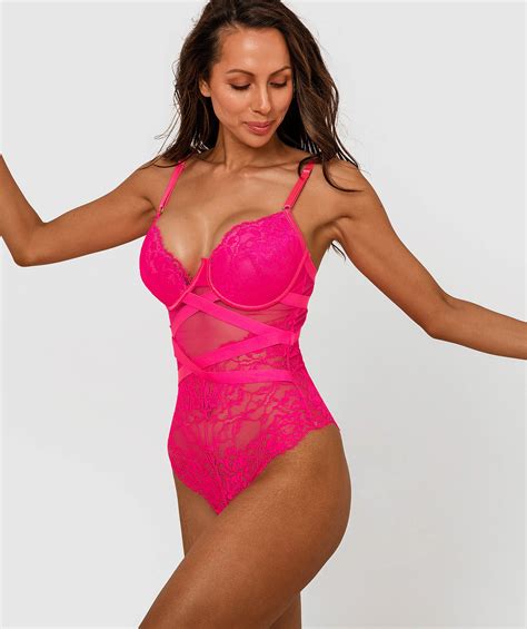 Bras N Things Night Games Good Vibes Unlined Bodysuit Fluro Pink