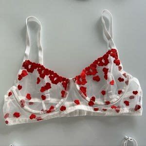 Intimates Sleepwear Valentines Sexy Heart Embroidered Lingerie Set