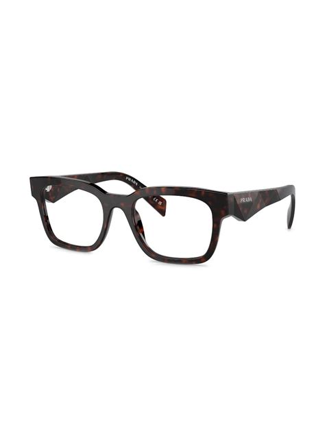 Prada Eyewear Tortoiseshell Effect Square Frame Glasses Red Farfetch