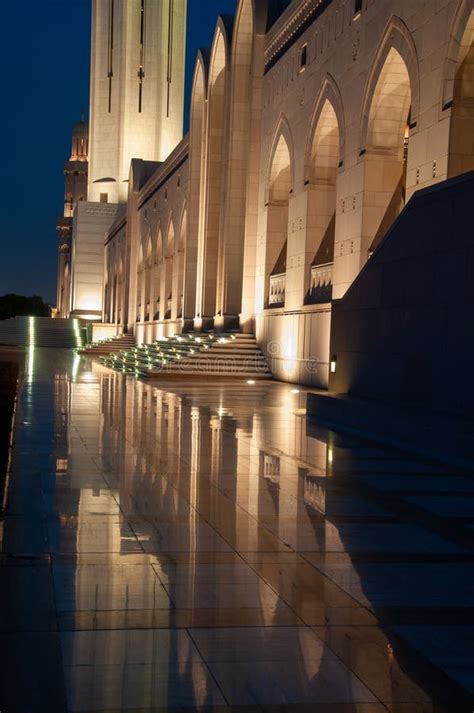 Sultan Qaboos Grand Mosque at Night Stock Photo - Image of landscape ...