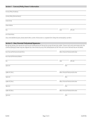 Fillable Online Financial Professional Of Record Change Form Fax Email