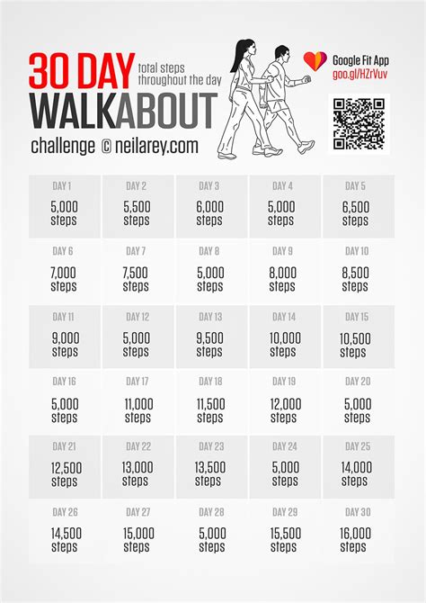 30 Day Walking Challenge Printable