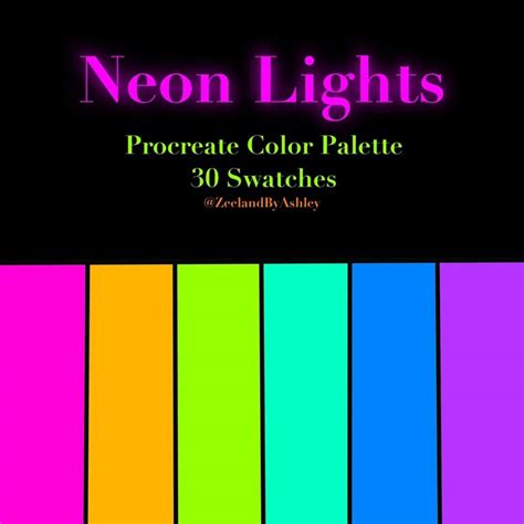 Neon Procreate Color Palette, 30 Swatches, Instant Download - Etsy