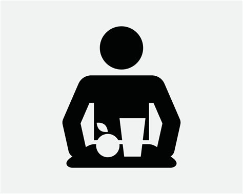 Man Carrying Food Tray Icon. Cafeteria Cafe Eatery Lunch Catering