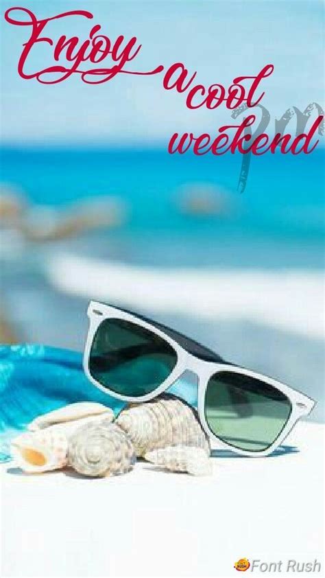 Sunglasses And Seashell On The Beach With Text Enjoy Coast Weekend