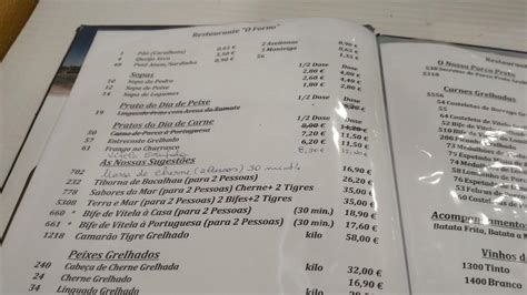 Menu Em O Forno Restaurante Almeirim