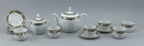 Lot Victoria Czechoslovakia Porcelain Tea Set For Six Early 20th Century