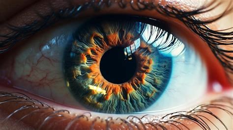 Premium Ai Image Close Up Of Human Eye With Blue Pupil