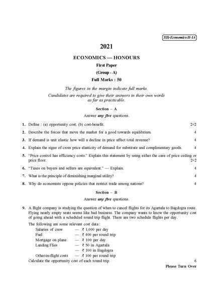 File Cu 2021 B A B Sc Honours Economics Part I Paper Ia Qp Pdf