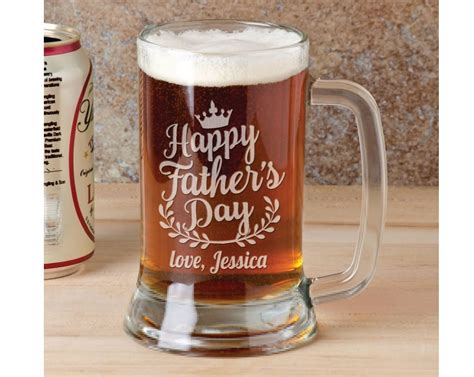 Happy Fathers Day Personalized Beer Mug With Name Father