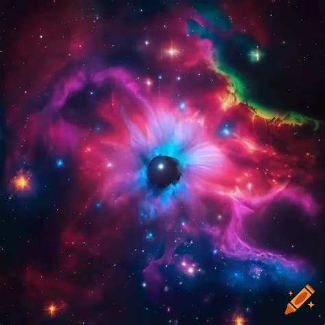 Seamless Blending Cosmic Nebula In The Shape Of A Lily Flower