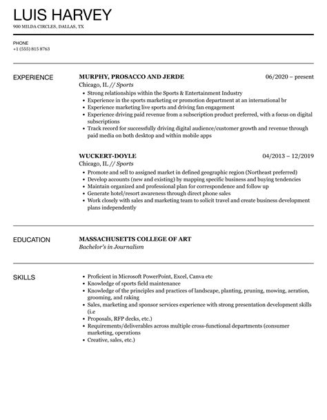 Sports Resume Samples | Velvet Jobs