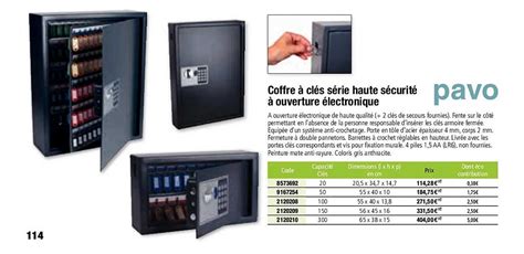 Promo Coffre Cl S S Rie Haute S Curit Ouverture Lectronique Pavo