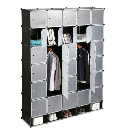 Relaxdays Penderie armoire cubes étagère rangement 25 casiers plastique