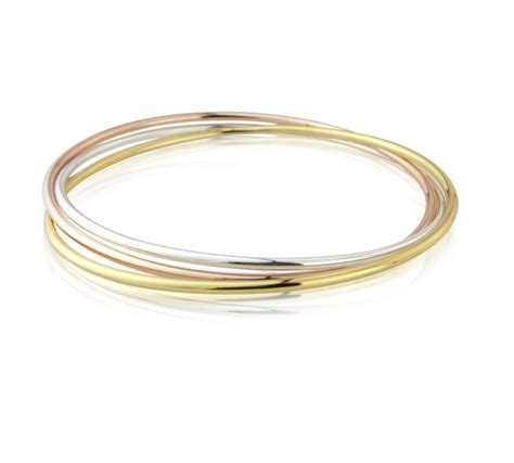 Three Tone Russian Wedding Bangle With Three Interlocking Bangles