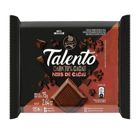 Chocolate Talento Nibs De Cacau E Dark 70 Garoto 75g Submarino