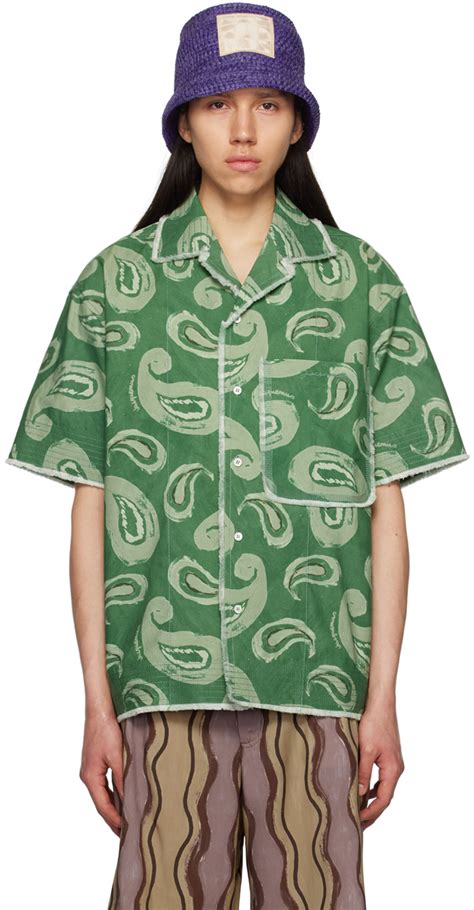 Jacquemus Green Le Raphia La Chemise Artichaut Shirt Ssense