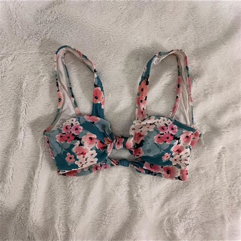 Floral Knot Tie Bikini Top Tropical Print With Depop
