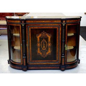 Ebonised Victorian Inlaid Credenza Sideboard 152cm Cabinets