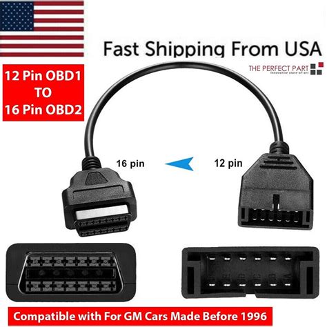 Gm Diagnostic Scanner 12 Pin Obd1 To 16 Pin Obd2 Convertor Adapter Cable